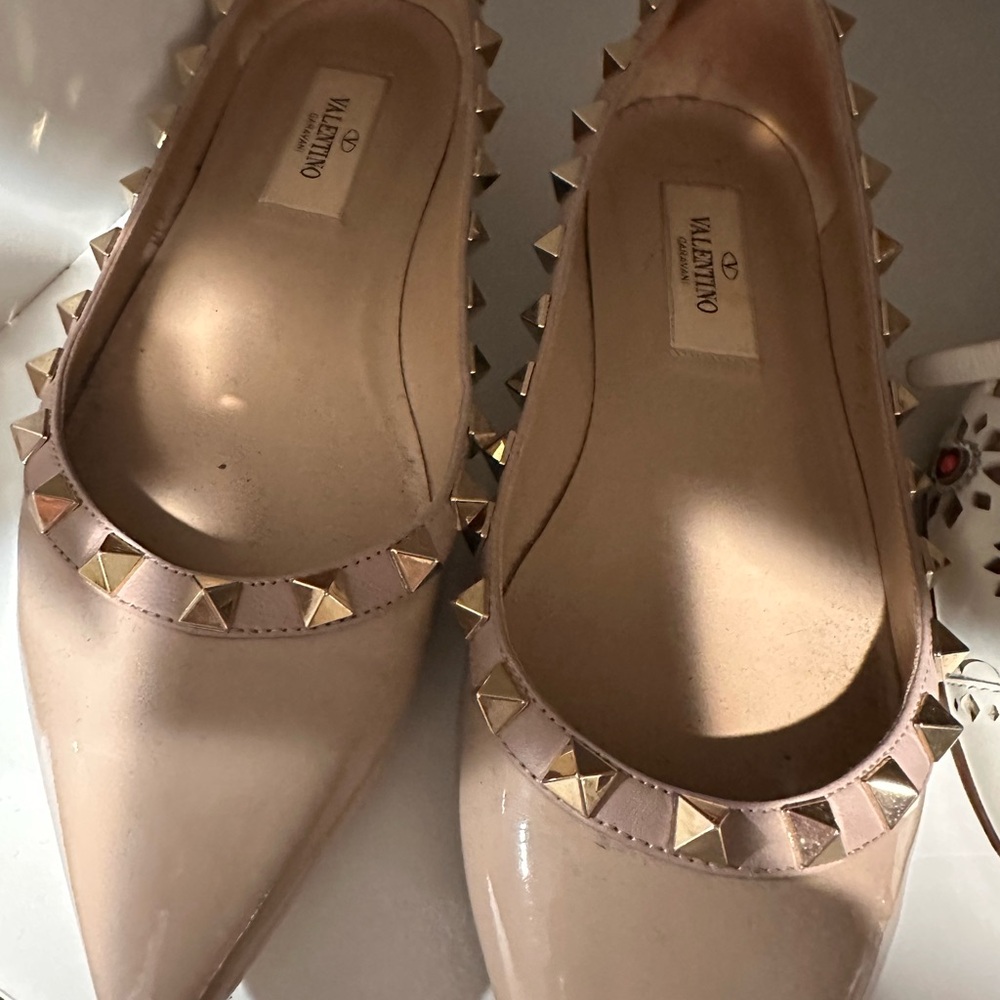 Valentino Garavani Cream Studded Flats